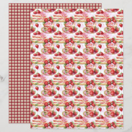 Lámina Vintage Strawberry Pie Scrapbook Paper