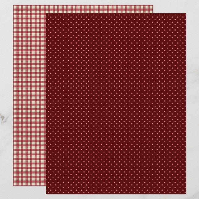 Lámina Vintage Strawberry Polka Dots Scrapbook Paper (Anverso / Reverso)