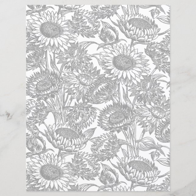 Lámina Vintage Sunflower Elegant Toile Gray (Reverso)