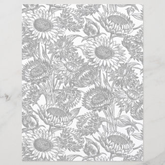 Lámina Vintage Sunflower Elegant Toile Gray