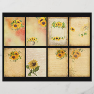 Lámina Vintage Sunflower Scrapbook