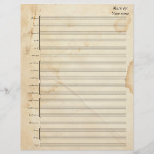 Lámina Vintage Tea Sed Sheet Music Brass