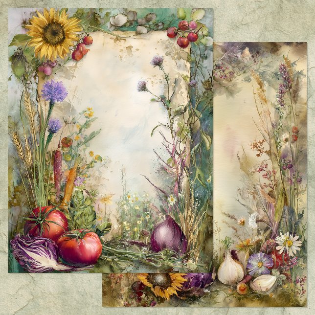 LÁMINA VINTAGE VEGGIE GARDEN JUNK JOURNAL PAPER (VINTAGE VEGGIE GARDEN JUNK JOURNAL PAPER)