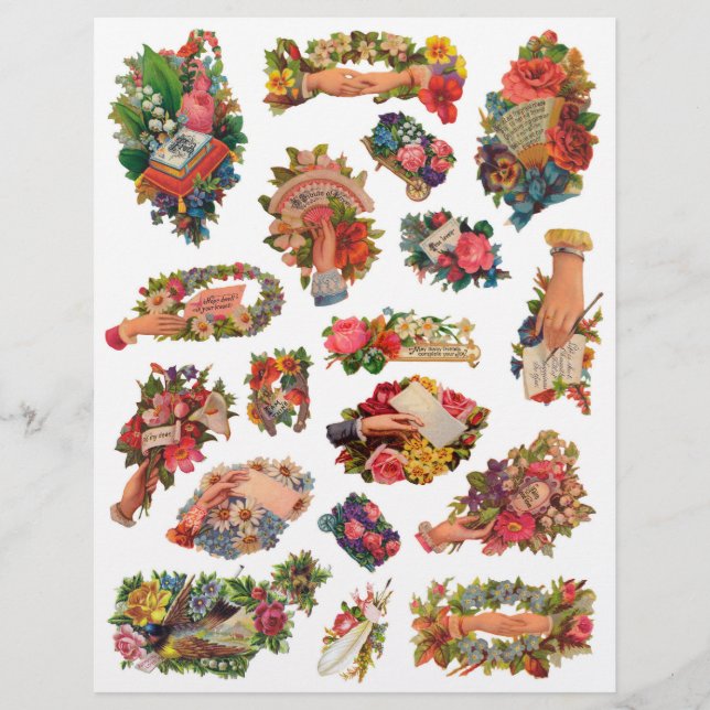 Lámina Vintage Victorian Era Scrapbook Hand Whimsies (Anverso)