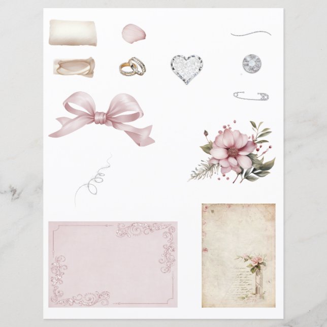 Lámina Vintage Wedding Scrapbook Embellecimientos (Anverso)