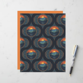 Lámina Vintage Wilderness Sunset Mandala Mid Century Ogee