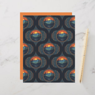 Lámina Vintage Wilderness Sunset Mandala Mid Century Ogee