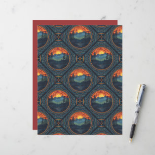 Lámina Vintage Wilderness Sunset Mandala Tile Geométrico