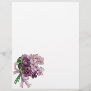 Lámina Violetas de época Nosegay Bouquet Letterhead