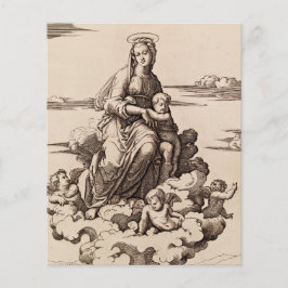Lámina Virgen y Niño en las Nubes