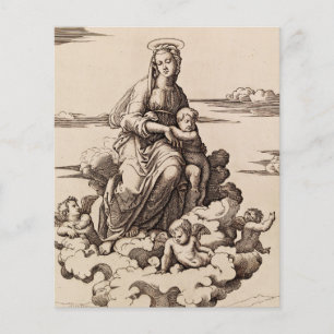 Lámina Virgen y Niño en las Nubes