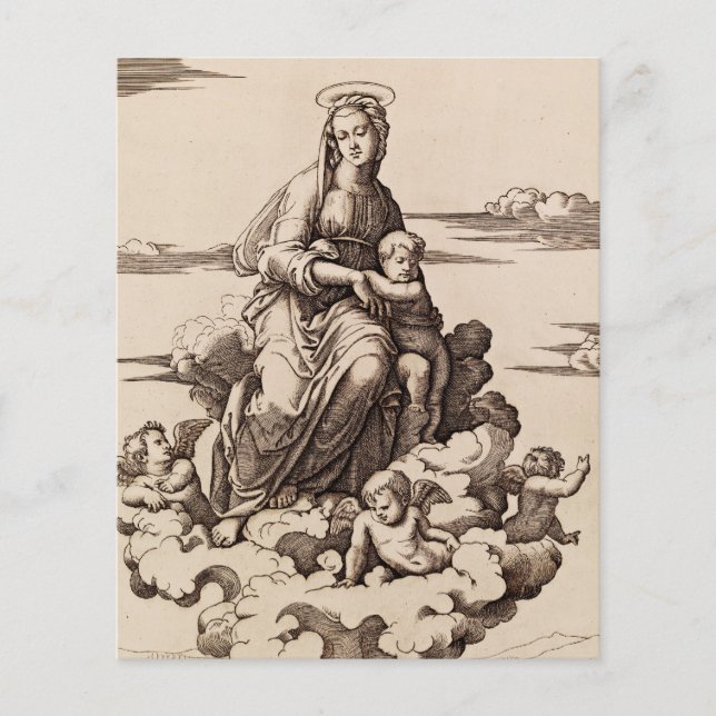 Lámina Virgen y Niño en las Nubes (Anverso)
