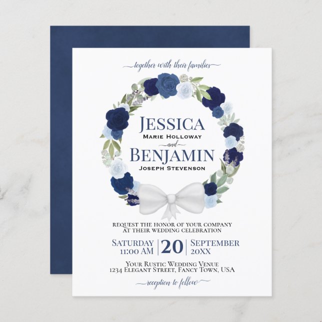 Lámina Vocación de Rosas azules Elegante invitación a mat (Anverso / Reverso)