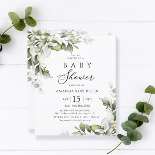 Lámina Volante Baby Shower de Budget Elegant Greenery