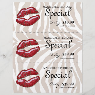 Lámina Volante de belleza de maquillaje labios rojos bril