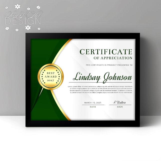 Lámina Volante de Certificado de Agradecimiento Verde y D (Subido por el creador)
