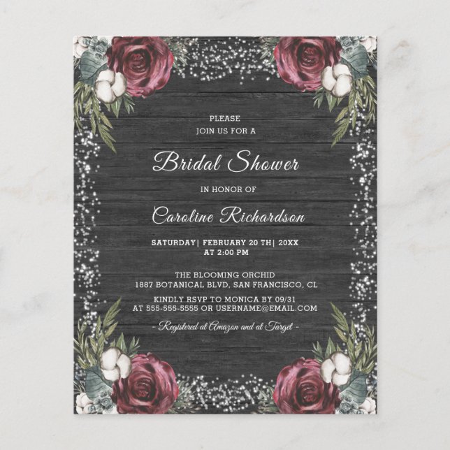 Lámina Volante de ducha de novia floral brillante de made (Anverso)