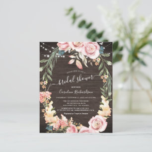 Lámina Volante de ducha de novia floral rústica de madera