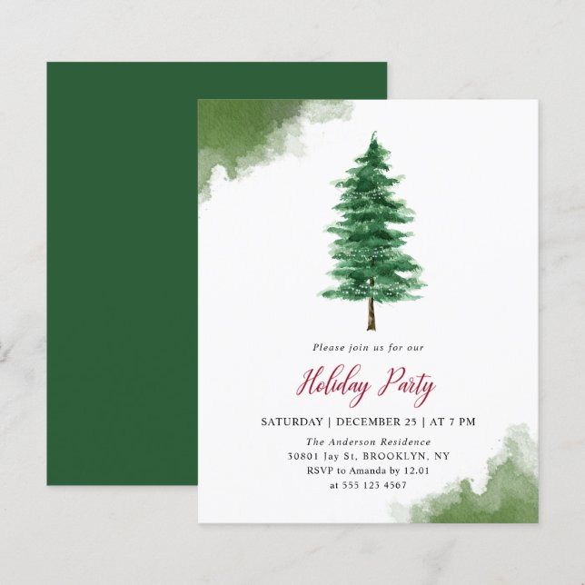 Lámina Volante de Fiesta Verde de Árbol de Navidad Presup (Anverso / Reverso)