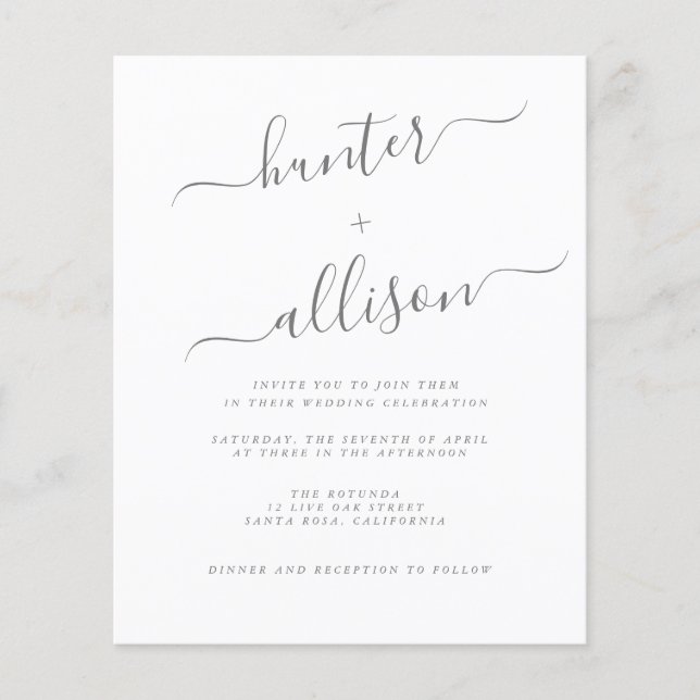 Lámina Volante de invitación a boda de presupuesto (Anverso)