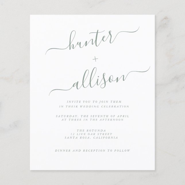 Lámina Volante de invitación a boda de presupuesto (Anverso)