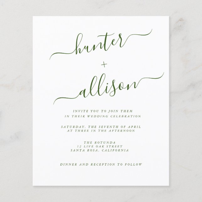 Lámina Volante de invitación a boda de presupuesto (Anverso)