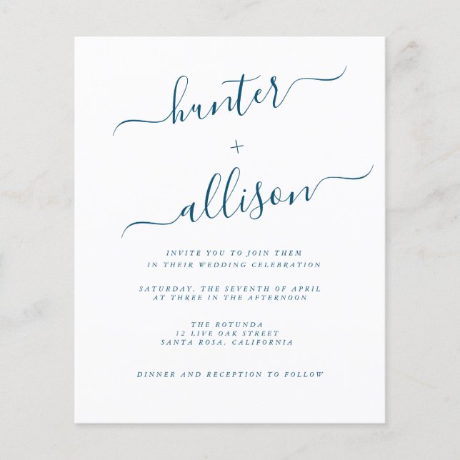 Lámina Volante de invitación a boda de presupuesto (Anverso)