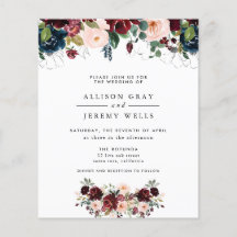 Volante de invitación a la boda floral de invierno