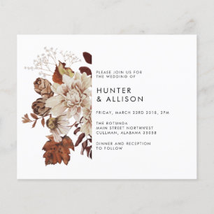 Lámina Volante de invitación a la boda floral de otoño