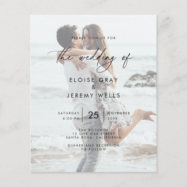 Lámina Volante de invitación a la boda moderna (Anverso)