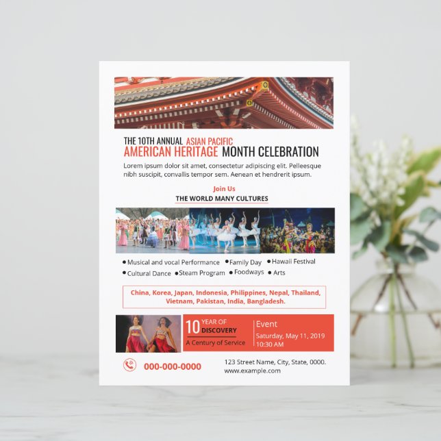 Lámina Volante del evento del mes de la herencia asiática (Anverso de pie)
