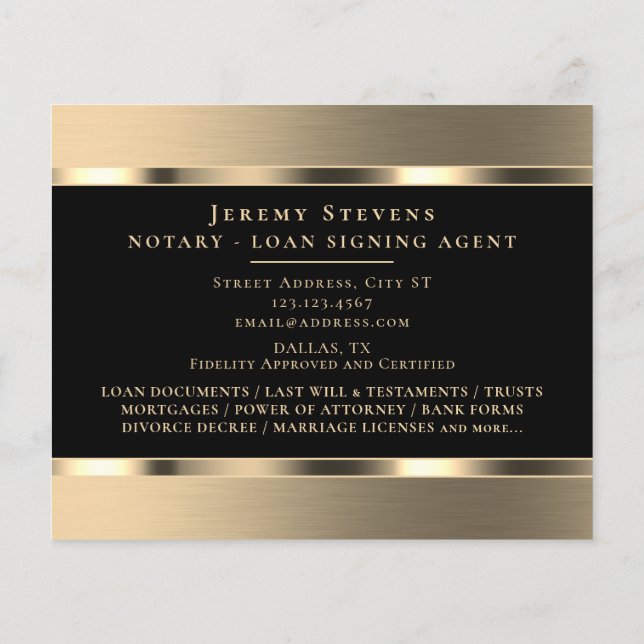 Lámina Volante elegante metálico de oro (Reverso)