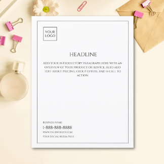 Lámina Volante mínimo para marketing comercial en blanco