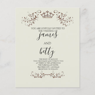 Lámina Volante simple de Boda Minimalista de la Corona pr