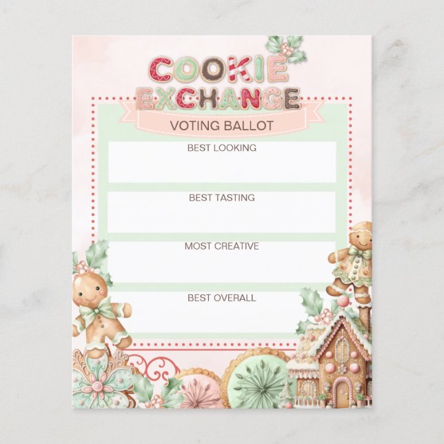 Lámina Voto de Cookie Exchange Votación Gingerbread (Anverso)