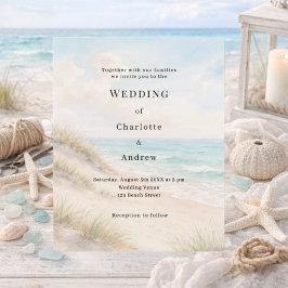 Lámina Watercolor beach sand dunes wedding invitation