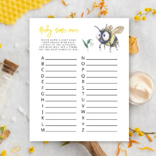 Lámina Watercolor Bee - juego de raza por nombre del bebé