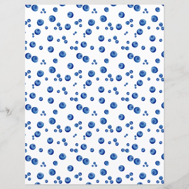 Lámina Watercolor Blueberries blanco (Anverso)