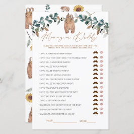 Lámina Watercolor Boho Mommy o Daddy Baby Shower Game