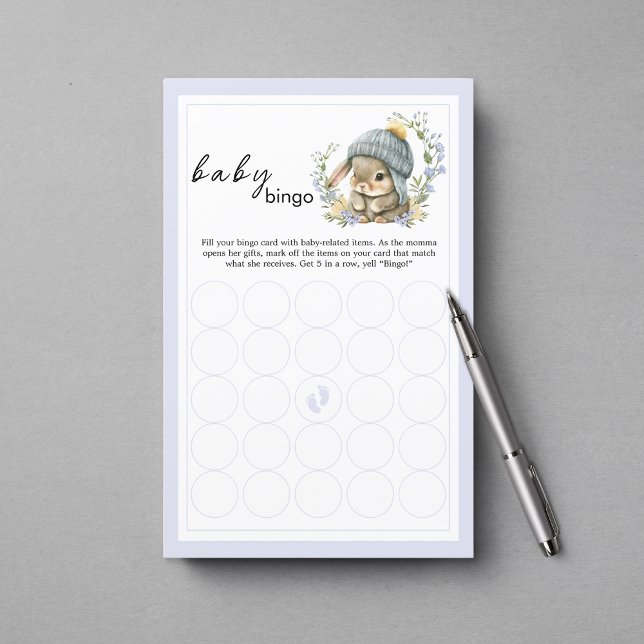 Lámina Watercolor Bunny Florals Baby Bingo Party Games (Watercolor Bunny Florals Baby Bingo Party Games)