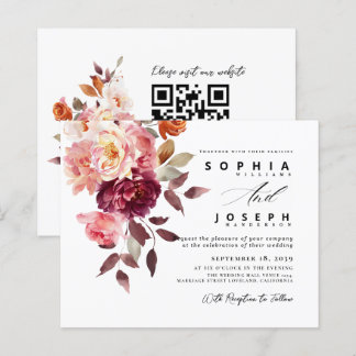 Lámina watercolor Burgundy Bouquet Floral Wedding