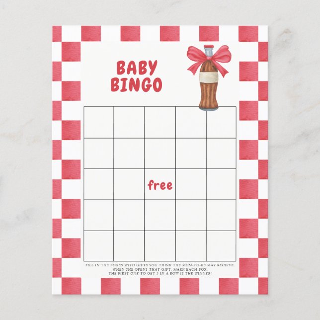 Lámina Watercolor Cola Soda Baby Bingo game (Anverso)