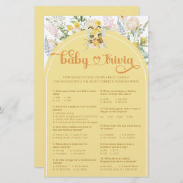 Lámina Watercolor Cute Honey Bee Baby Trivia