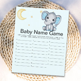Lámina Watercolor Elephant Baby Shower Boy, Blue and Gray