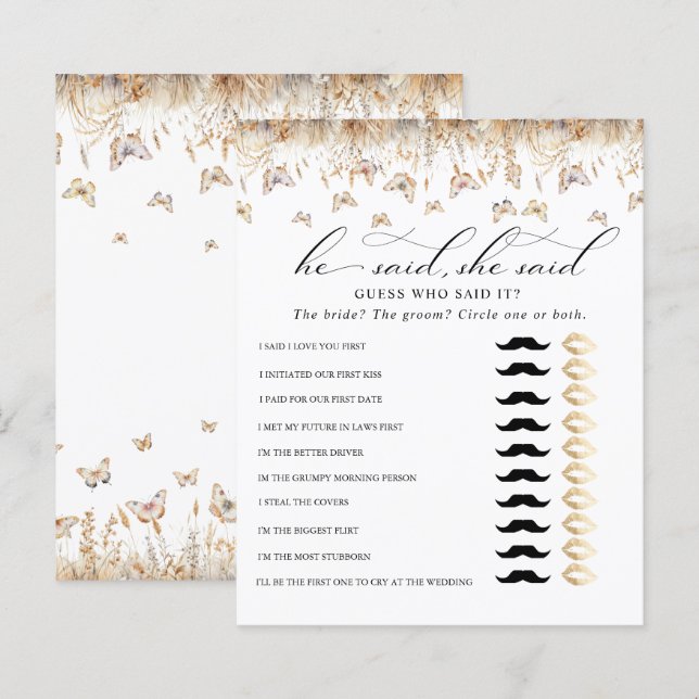 Lámina Watercolor Flor silvestre Whimsical Bridal Game (Anverso / Reverso)