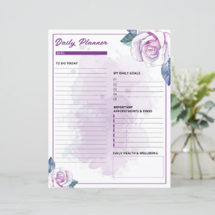 Lámina Watercolor Floral Daily Planner Templat