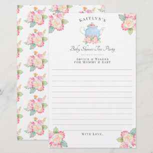 Lámina Watercolor Floral Tea Fiesta Consejo de Baby Sho
