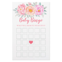 Watercolor Flores Juego Baby Shower Bingo para Beb