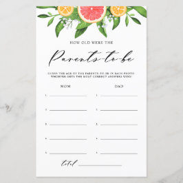 Lámina Watercolor Grapefruit Cómo Viejo Juego Baby Shower