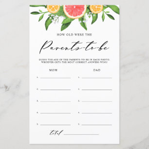 Lámina Watercolor Grapefruit Cómo Viejo Juego Baby Shower